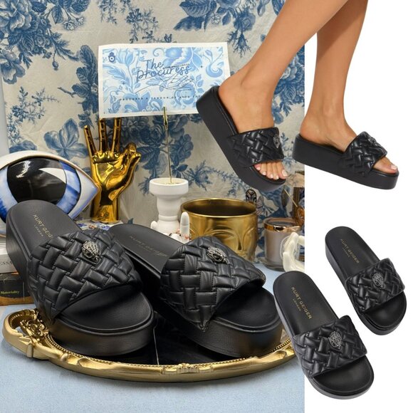 🆕 KURT GEIGER LONDON 🧿 NWOB Meena Eagle Platform Slides Sz EU 40 US 9 - Picture 1 of 15